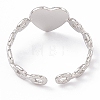 304 Stainless Steel Heart Open Cuff Rings for Women RJEW-G275-09P-3