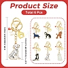 6Pcs 6 Styles Alloy Enamel Keychain HJEW-YW00562-2