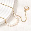 Natural Pearl Potato Beaded Pendant 304 Stainless Steel Cable Chain Necklaces with Faux Pearl Tassel NJEW-K304-03G-2