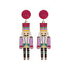 Cartoon Soldier Shape Alloy Enamel Dangle Stud Earrings FS-WGA682D-01-1