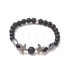 3Pcs 3 Style Natural Lava Rock & Black Onyx Beaded Stretch Bracelets Set BJEW-JB09237-4