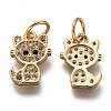 Brass Micro Pave Clear Cubic Zirconia Charms ZIRC-C020-38G-2