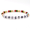 Christmas Brass & Resin & Glass Beaded Stretch Bracelets TY5833-1-1
