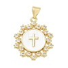 Religion Cross Brass Micro Pave Clear Cubic Zirconia Pendants CU-CBA83A6-03D-G02-1