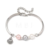 Synthetic Non-magnetic Hematite & Shell Pearl Beads Charm Bracelets BJEW-JB13947-4