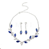 Leaf Brass Rhinestone Stud Dangle Earrings & Pendant Necklaces Set for Women SJEW-M102-03S-02-2