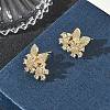 Floral Leaf Brass & Clear Marquise and Round Cut Cubic Zirconia Stud Earrings KK-CBA36A2-09G-2
