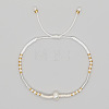 Bohemian Style Glass Seed Bead & Imitation Pearl Beads Braided Bead Bracelets JJ7327-10-1