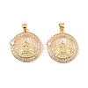 Brass & Clear Cubic Zirconia Pendants KK-G558-13G-1