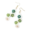 Flower Glass Seed Beaded Dangle Earrings EJEW-MZ00775-02-4
