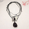 Resin Geometric Teardrop Pendant Adjustable PU Leather Cord Multi Layered Necklaces for Women WG071BF-01-3