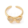 Bowknot Brass Micro Pave Clear Cubic Zirconia Open Cuff Rings RJEW-S417-03G-02-2