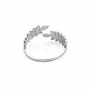 304 Stainless Steel Leaf Open Cuff Ring for Women RJEW-S405-190P-2
