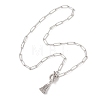 Alloy Tassel Pendant 304 Stainless Steel Paperclip Chain OT Necklaces NJEW-JN05879-4