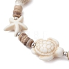 Ocean Theme Starfish Turtle Synthetic Turquoise & Coconut Braided Bead Bracelet Sets BJEW-JB11460-02-3