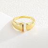 Brass Micro Pave Colorful Cubic Zirconia Cuff Open Rings FS-WG163C1-09-1