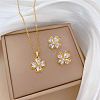 Brass Micro Pave Cubic Zirconia Pendant Necklace & Stud Earrings WG7AC39-138-1