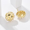 Half Round Brass & ABS Imitation Pearl Stud Earrings EJEW-M077-07G-5