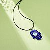 Blue Lampwork Evil Eye Pendant Necklace with Waxed Cord for Women NJEW-JN03955-02-2