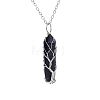 Natural Kyanite Double Terminal Pointed Faceted Bullet Copper Wire Wrapped Tree of Life Pendant Alloy Chain Necklaces FS-WG07FDC-03-1
