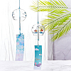 2Pcs 2 Styles Round with Boat & Bird Pattern Glass Wind Chime HJEW-BC0001-10-5
