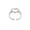 304 Stainless Steel Open Heart Cuff Ring for Women RJEW-S405-207P-2