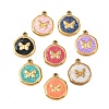 304 Stainless Steel Enamel Pendants STAS-P425-01G-10-1