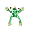Glass Seed Beaded Frog Pendants PALLOY-MZ00990-1