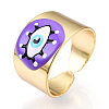 Enamel Horse Eye Open Cuff Rings RJEW-P042-01G-02-6