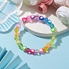 Heart & Faceted Round Acrylic Beaded Stretch Bracelets BJEW-JB10245-02-4