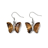 Natural Tiger Eye Brass Dangle Earrings EJEW-M081-01P-03-2