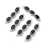 SHEGRACE Brass Pave Black Cubic Zirconia Triple Oval Links Connector Charms XGRQ3P837-645P-1