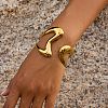 Elegant 304 Stainless Steel Fluid Shape Open Cuff Bangles for Women KV3982-2