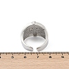 Brass Micro Pave Clear Cubic Zirconia Open Cuff Rings for Women RJEW-A059-04P-3