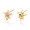 Brass Micro Pave Clear Cubic Zirconia Stud Earring Findings MAK-T011-11G-03-1