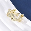 Brass Micro Pave Clear Cubic Zirconia Cuff Rings for Women RJEW-G345-02G-3