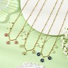 Natural Mixed Stone Faceted Round Beaded Flower Pendant 304 Stainless Steel Satellite Chain Necklaces NJEW-JN06500-1