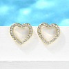 Heart Brass Micro Pave Cubic Zirconia Ear Studs EJEW-D304-40G-4