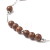 Natural Wood Round Rosary Bead Necklace NJEW-JN04248-4