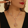 Alloy Rhinestone Teardrop Stud Earrings & Pendant Necklaces Sets WG8A7F2-01-1