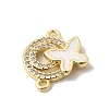 Brass Micro Pave Cubic Zirconia Double Ring with Butterfly Connector Charms KK-A296-24G-2