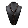 Boho Coconut & Wood Handmade Ethnic Disc Pendant Long Tassel Beaded Necklaces for Beach Vacation WG5E79D-01-1