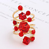 Cube & Flat Round Alloy Rhinestone Finger Rings FS-WG5656B-02-1