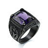 316L Stainless Steel & Cubic Zirconia Men's Vintage Carved Finger Rings FS-WG82D33-74-1