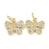 Brass with Clear Cubic Zirconia Charms with Jump Rings KK-Q820-08G-1