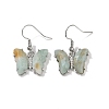 Natural Flower Amazonite Brass Dangle Earrings EJEW-M081-01P-06-2