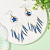 Star Glass Seed Beaded Dangle Tassel Earrings EJEW-MZ00777-4