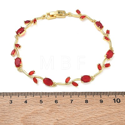 Brass Glass Flower Link Chain Bracelets KK-CBA7DFA-01G-11-1