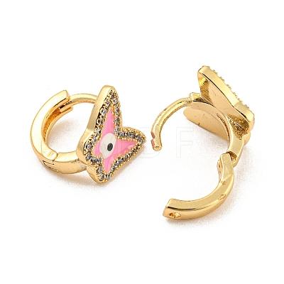 Butterfly with Evil Eye Real 18K Gold Plated Brass Hoop Earrings EJEW-L269-074G-1