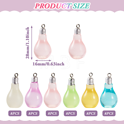  48Pcs 6 Colors Opaque Resin Pendants RESI-TA0002-01-1